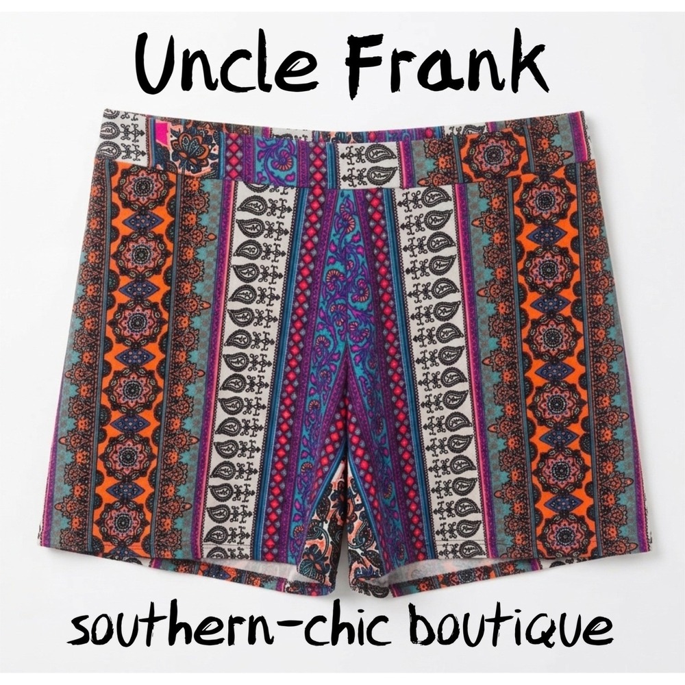 Boho Tribal Print Arsty Shorts Colorful Southwestern Festival Uncle Frank‎